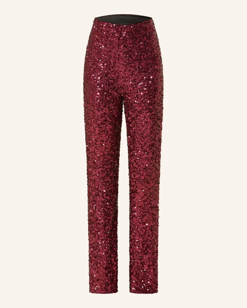 Miss Goodlife Marlenehose mit Pailletten Dunkelrot