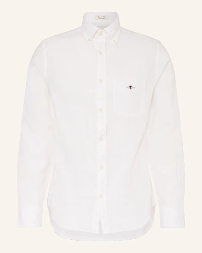 Gant Hemd Regular Fit Mit Leinen weiss Ecru
