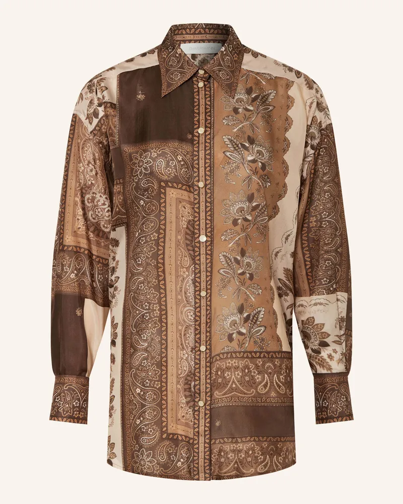 Zimmermann Hemdbluse Lucky Aus Seide braun Camel