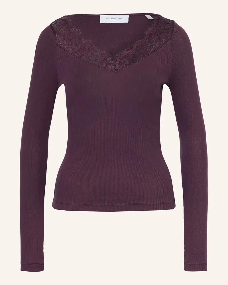 Rich&Royal Longsleeve Mit Spitze lila Dunkellila