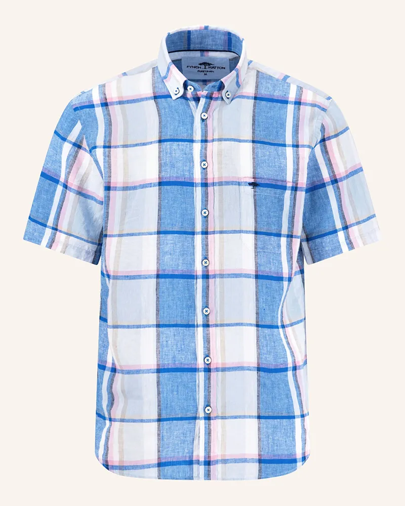 Fynch-Hatton Kurzarm-Hemd Comfort Fit aus Leinen Weiss