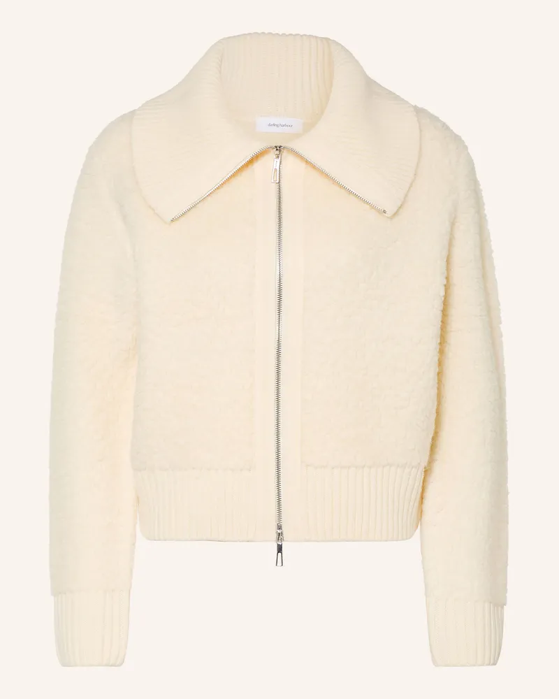 Darling Harbour Strickjacke Im Materialmix weiss Offwhite