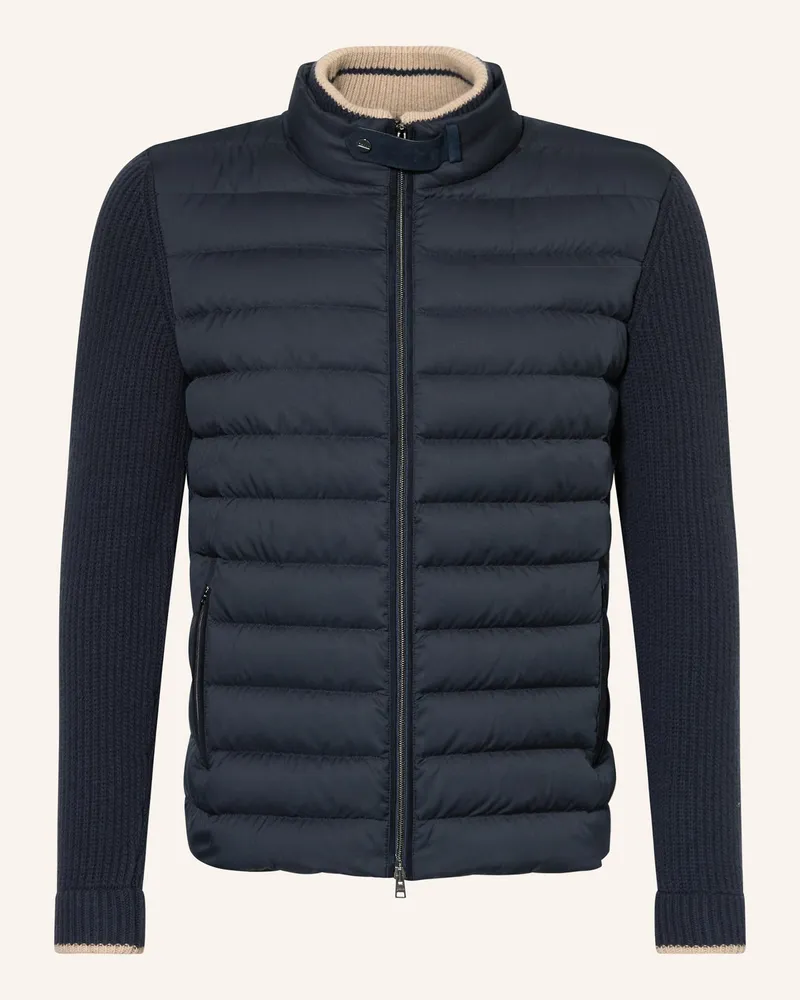 Herno Strickjacke Im Materialmix blau Dunkelblau