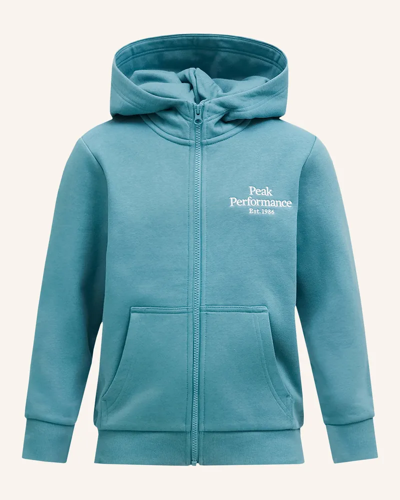 Peak Performance Jr Original Zip Hood Kapuzensweatshirtjacke blau Türkis