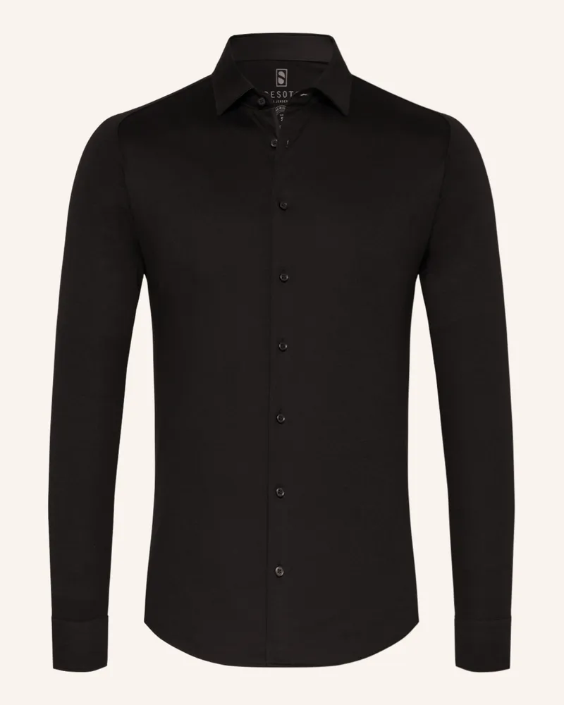 DESOTO Jerseyhemd Slim Fit Schwarz
