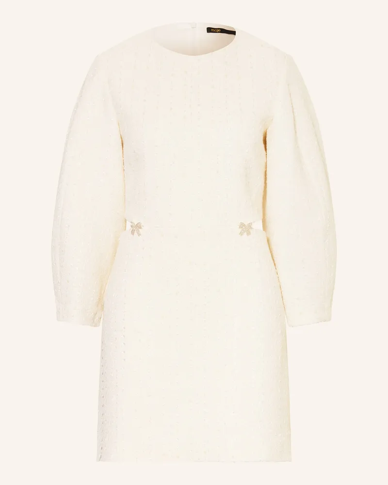 Maje Tweed-Kleid Mit 3/4-Arm Und Cut-Outs weiss Ecru