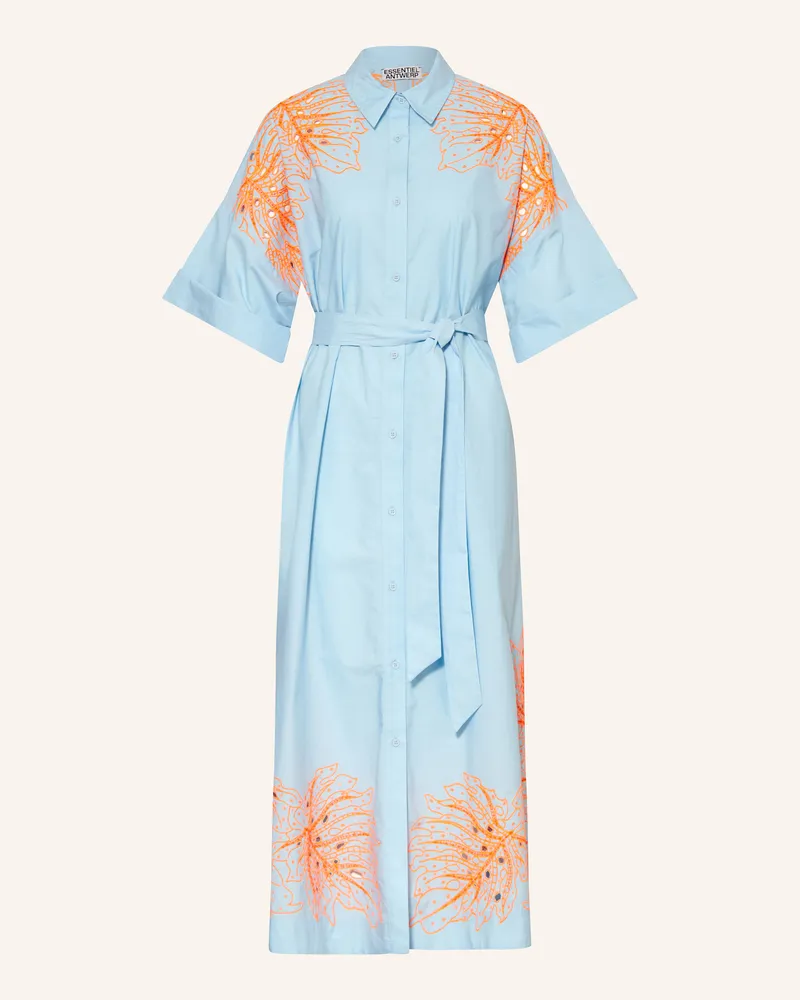 Essentiel Hemdblusenkleid HANCHOR mit 3/4-Arm und Pailletten Hellblau