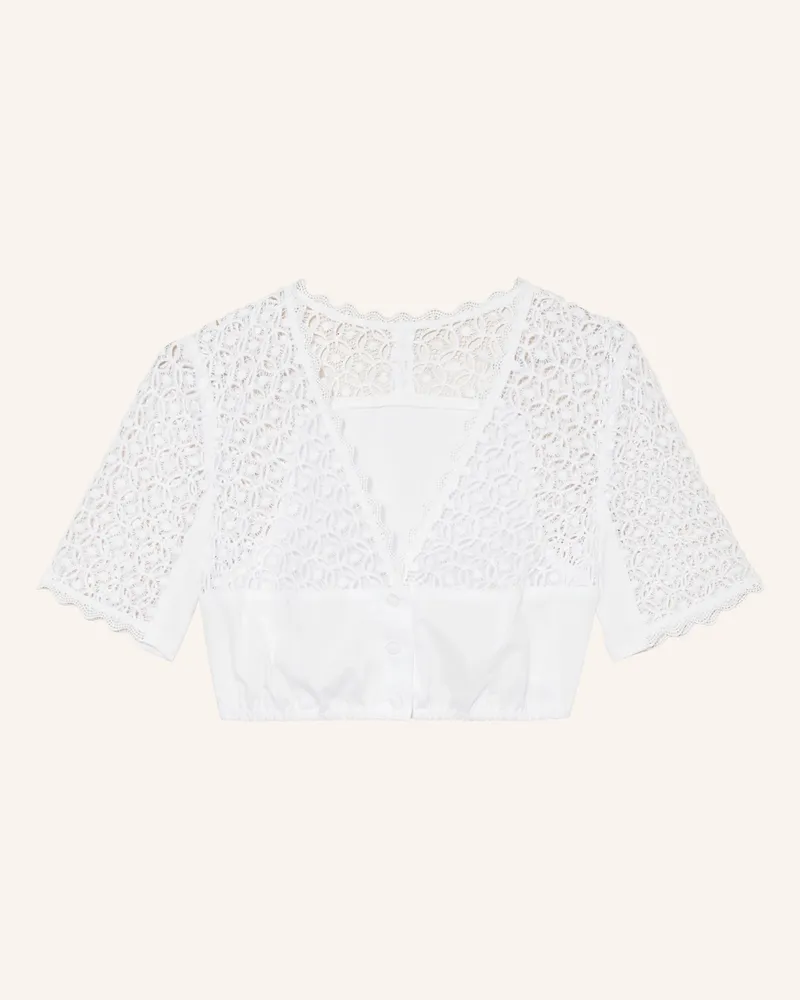 WALDORFF Dirndlbluse Mit Spitze weiss Weiss