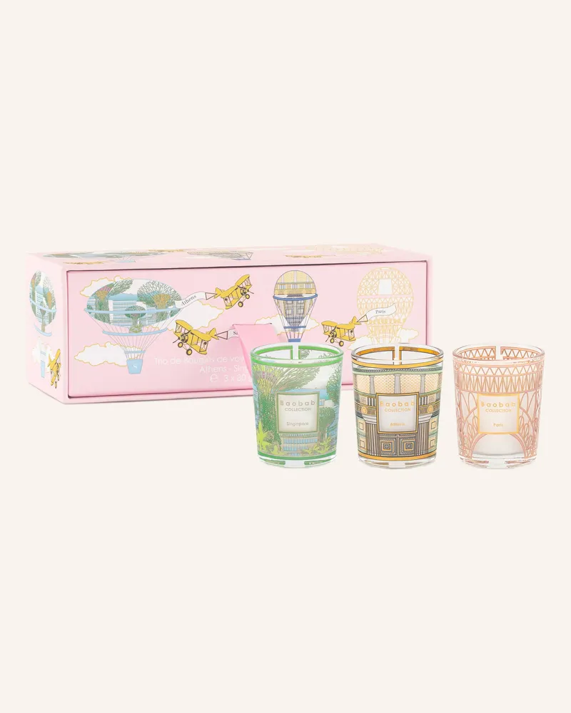 Baobab Collection 3er-Set Duftkerzen Trio Travel Mit Geschenkbox rot Rosa