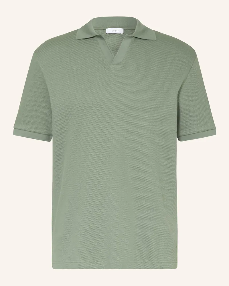 Eton Piqué-Poloshirt Grün