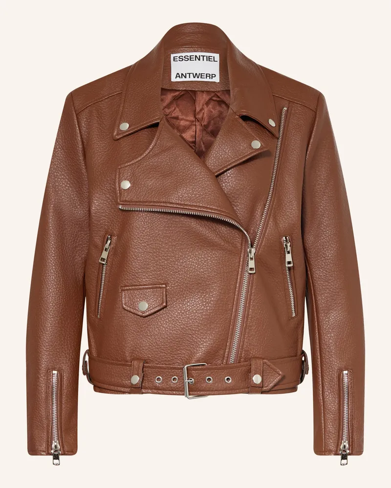 Essentiel Bikerjacke JUP in Lederoptik Braun