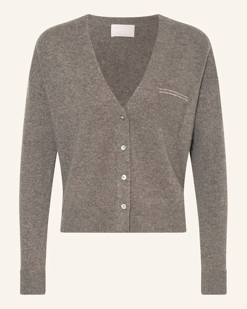 hemisphere Strickjacke aus Cashmere mit Schmucksteinen Grau