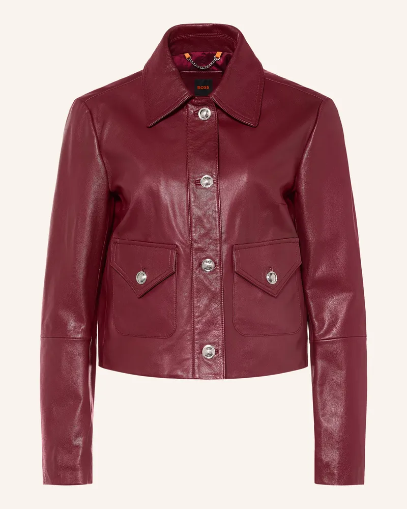 HUGO BOSS Lederjacke Sakara rot Dunkelrot