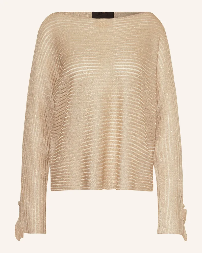 Liu Jo Pullover mit Glitzergarn und Rüschen Gold