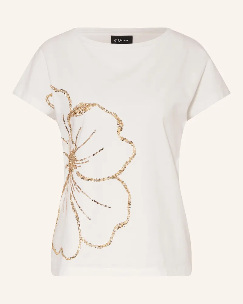 S.Oliver T-Shirt mit Pailletten Ecru