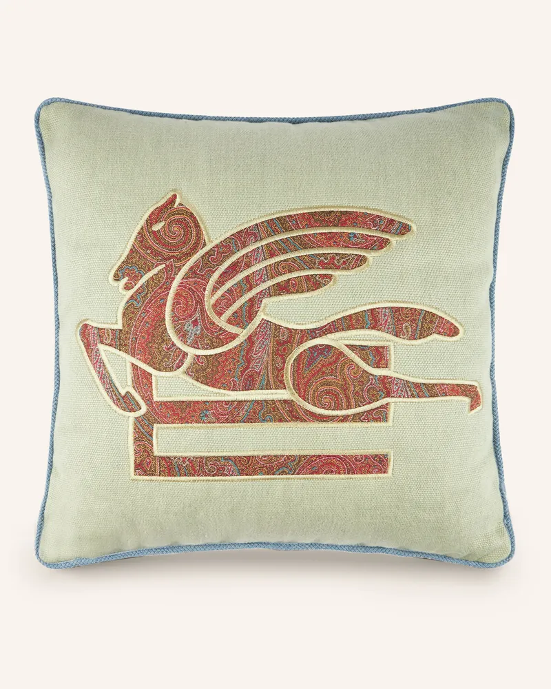 Etro Dekokissen Aus Leinen gruen Hellgrün