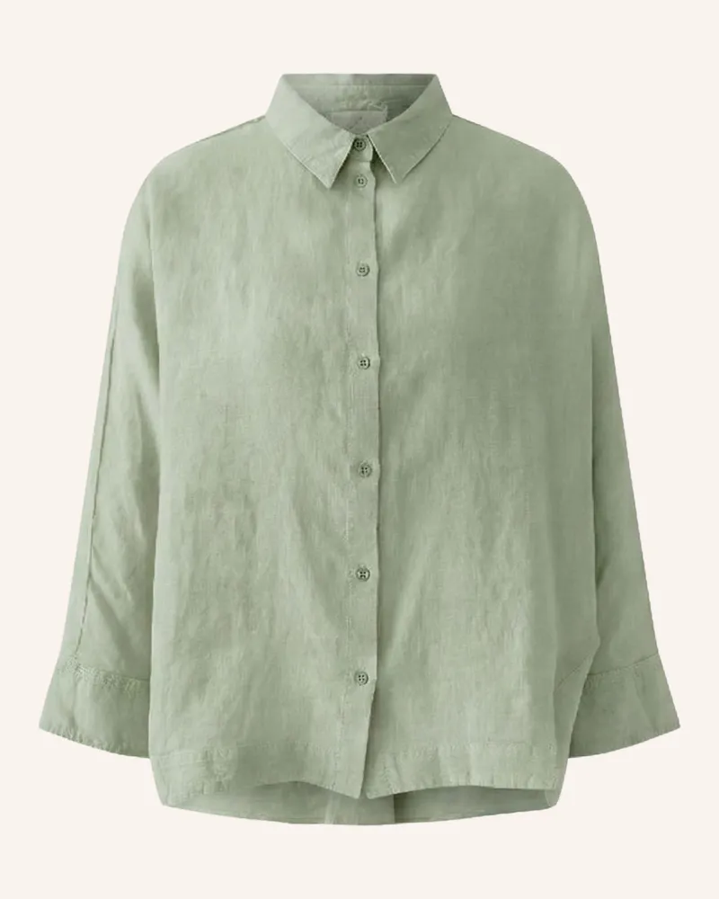 Oui  Hemdbluse Aus Leinen Mit 3/4-Arm gruen Grün