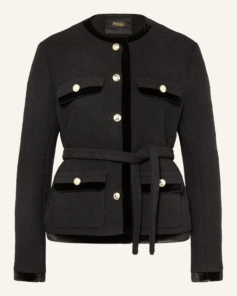 Maje Kastenjacke aus Tweed Schwarz