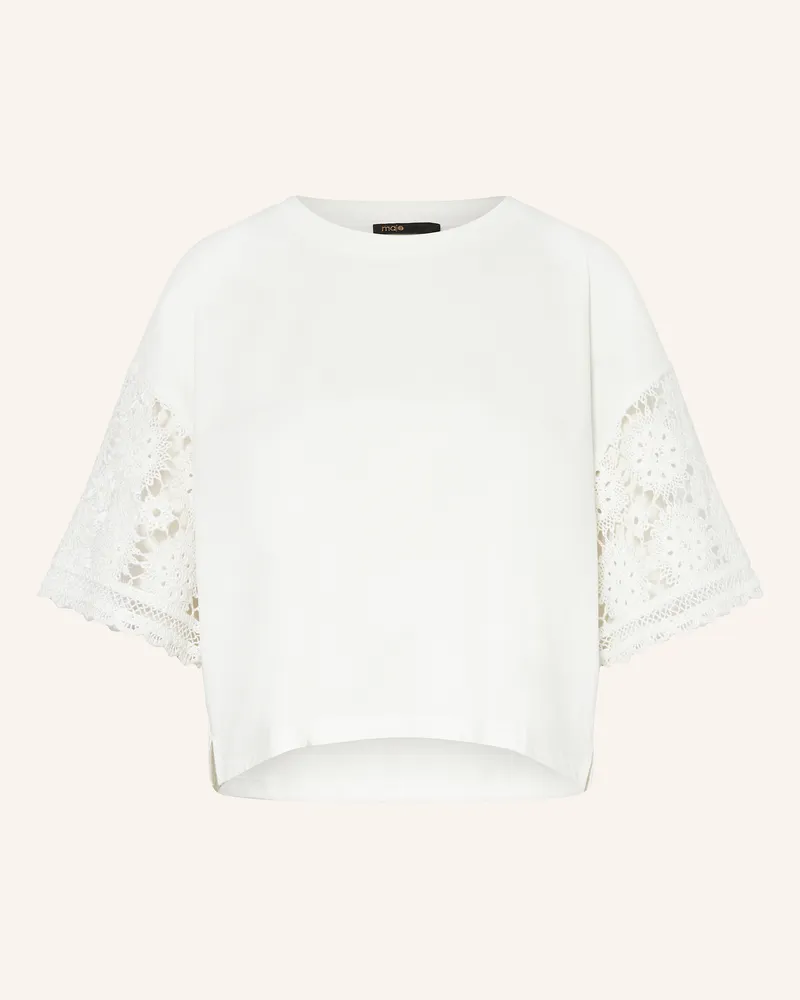 Maje T-Shirt mit Spitze Weiss