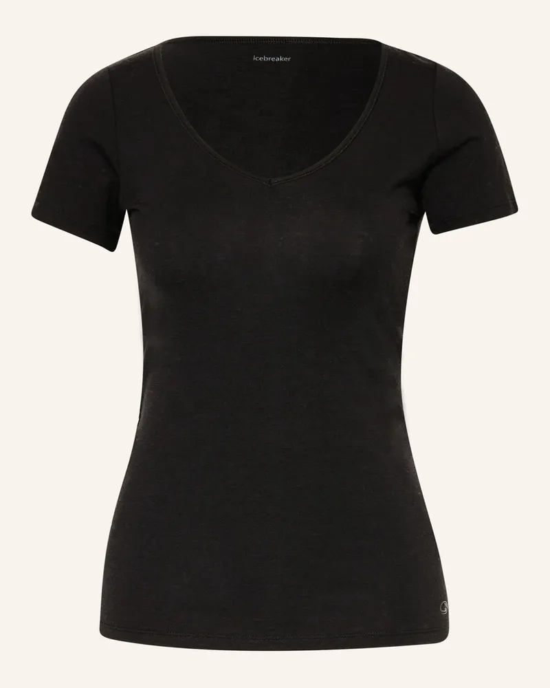 Icebreaker Funktionswäsche-Shirt Siren Sweetheart Aus Merinowolle schwarz Schwarz