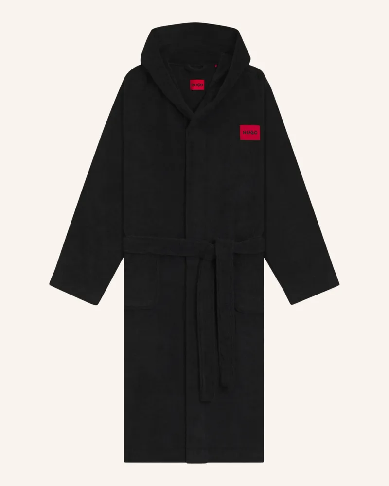 HUGO BOSS Morgenmantel TERRY GOWN HOODED Schwarz
