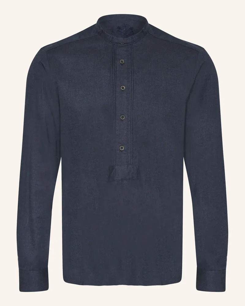 Hammerschmid Trachtenhemd Slim Fit mit Stehkragen Dunkelblau