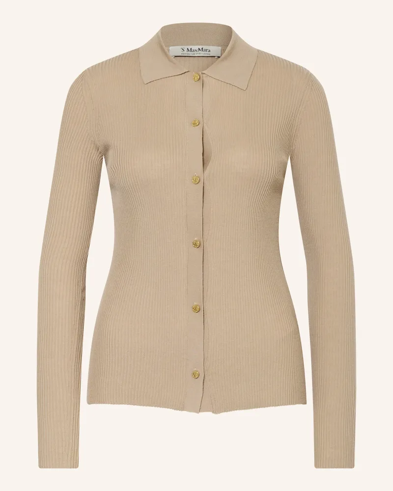 Max Mara Strickjacke Limone beige Hellbraun