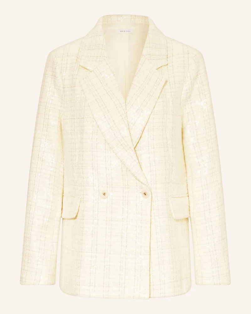 Mrs & HUGS Tweed-Blazer Mit Pailletten beige Ecru