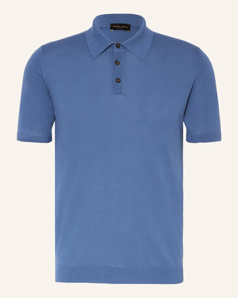 Roberto Collina Strick-Poloshirt Blau