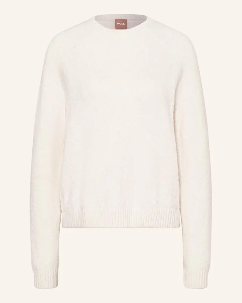 HUGO BOSS Pullover Febisan Mit Alpaka weiss Ecru