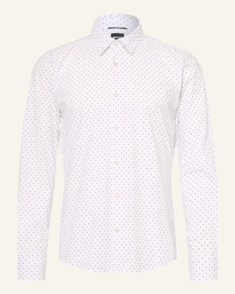 HUGO BOSS Hemd Roan Slim Fit beige Weiss