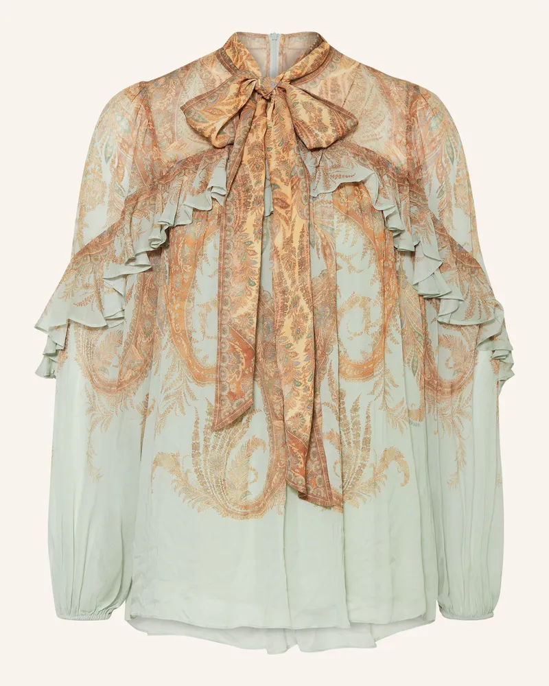 Zimmermann Blusenshirt MEMENTO mit Rüschen und abnehmbarer Schluppe Mint