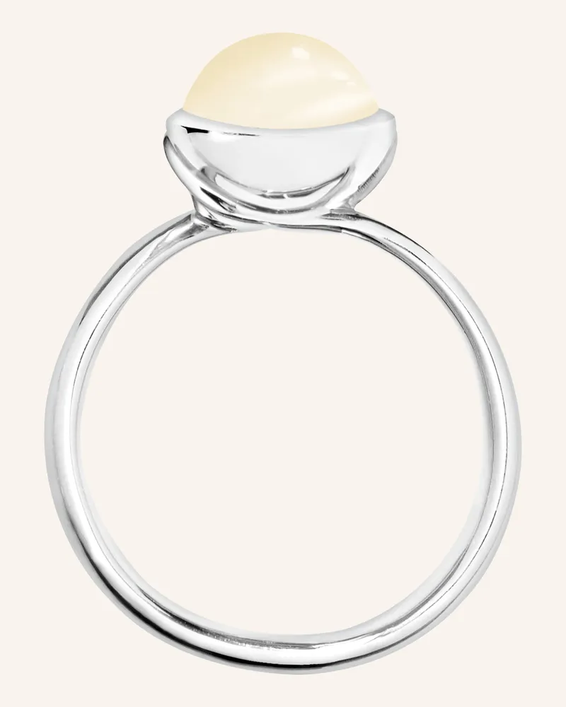 TAMARA COMOLLI Ring Ring Bouton Small Moonstone Sand/White Aus 18k Weißgold Mit Sand Mondstein silber Weissgold
