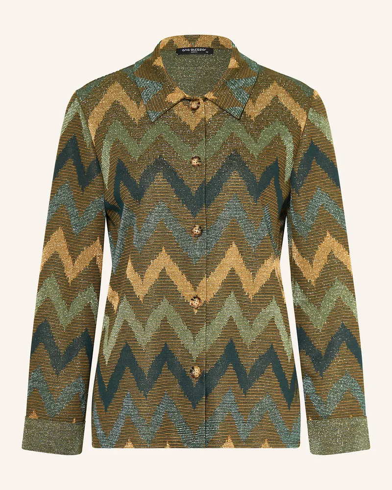 ana alcazar Bluse mit Glitzergarn Dunkelgrün