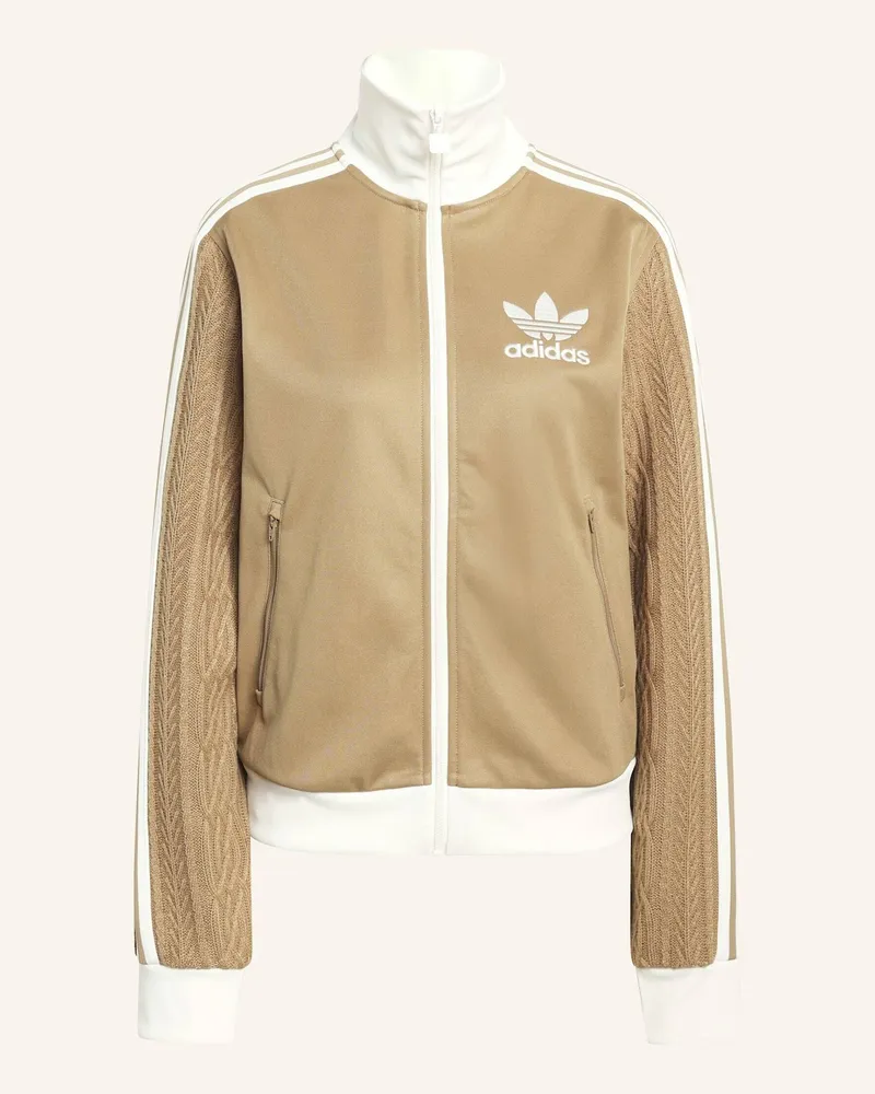 adidas Sweatjacke KNIT CLASSIC im Materialmix Braun