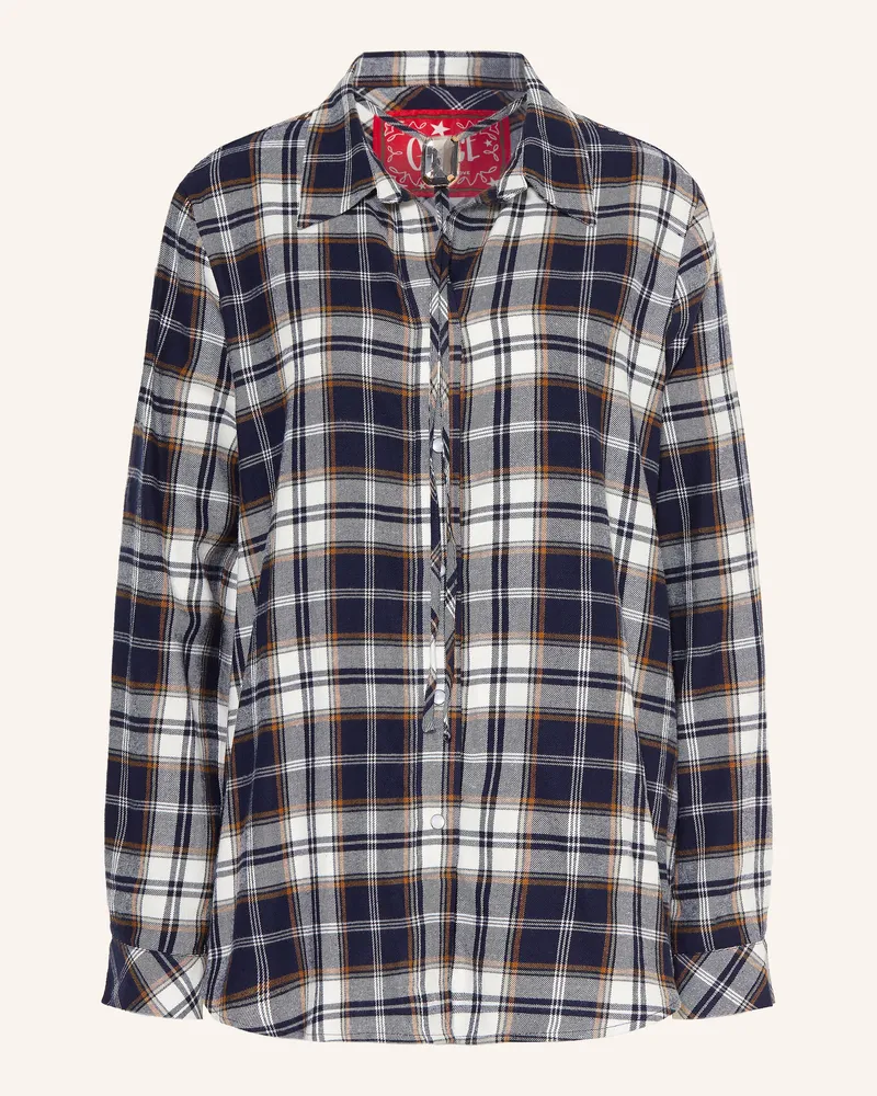 Grace Flanellbluse Mit Schmuckstein blau Dunkelblau