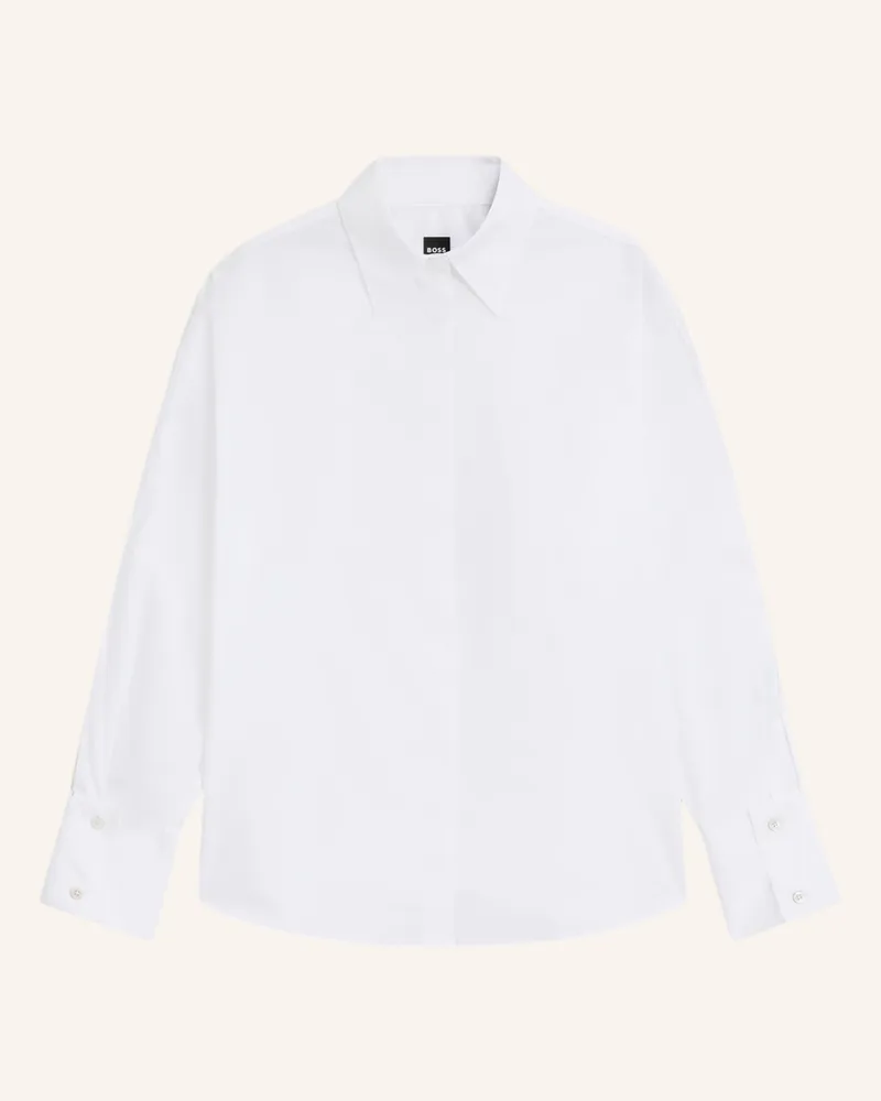 HUGO BOSS Business Bluse BINALIATI_FRIDAY Relaxed Fit Weiss