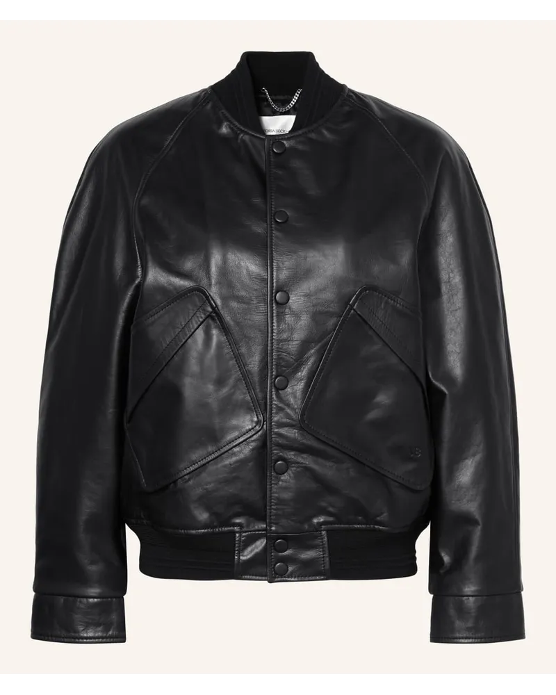 Victoria Beckham Lederblouson Schwarz