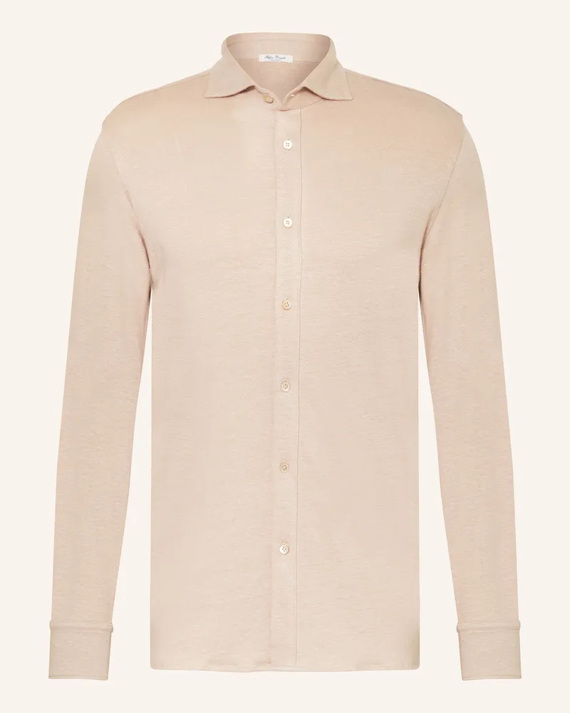 Stefan Brandt Leinenhemd Slim Fit Hellbraun