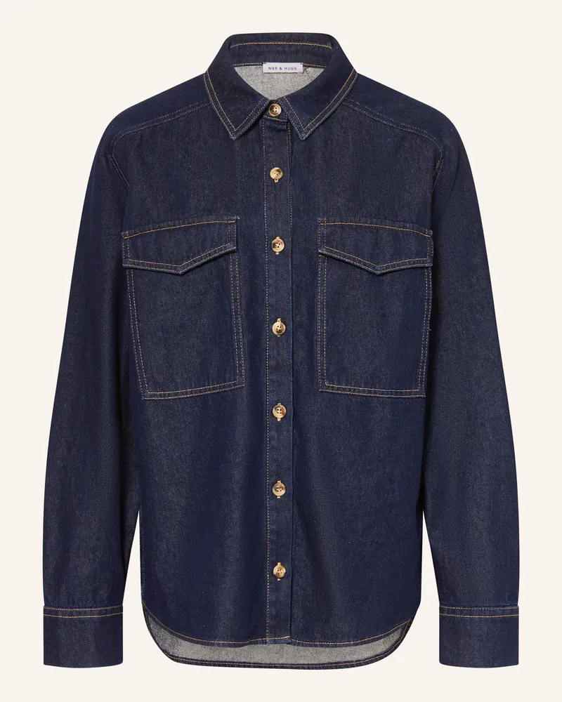 Mrs & HUGS Jeansbluse Dunkelblau