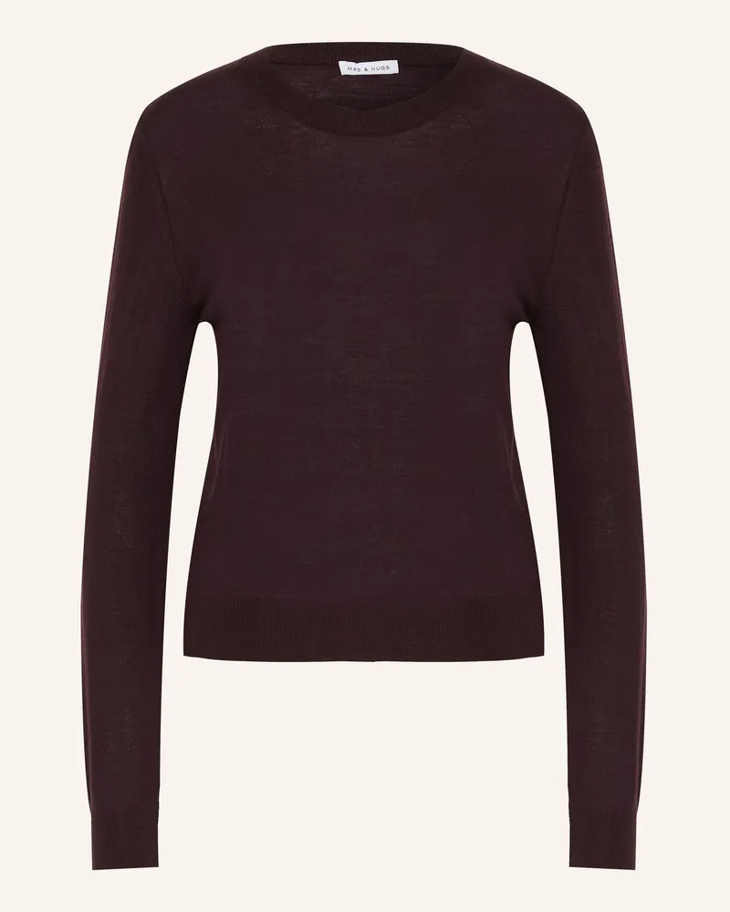 Mrs & HUGS Pullover Aus Merinowolle rot Dunkellila