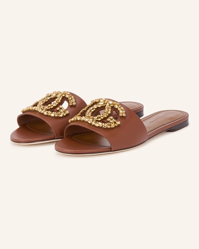 Dolce & Gabbana Pantoletten Mit Schmucksteinen braun Braun