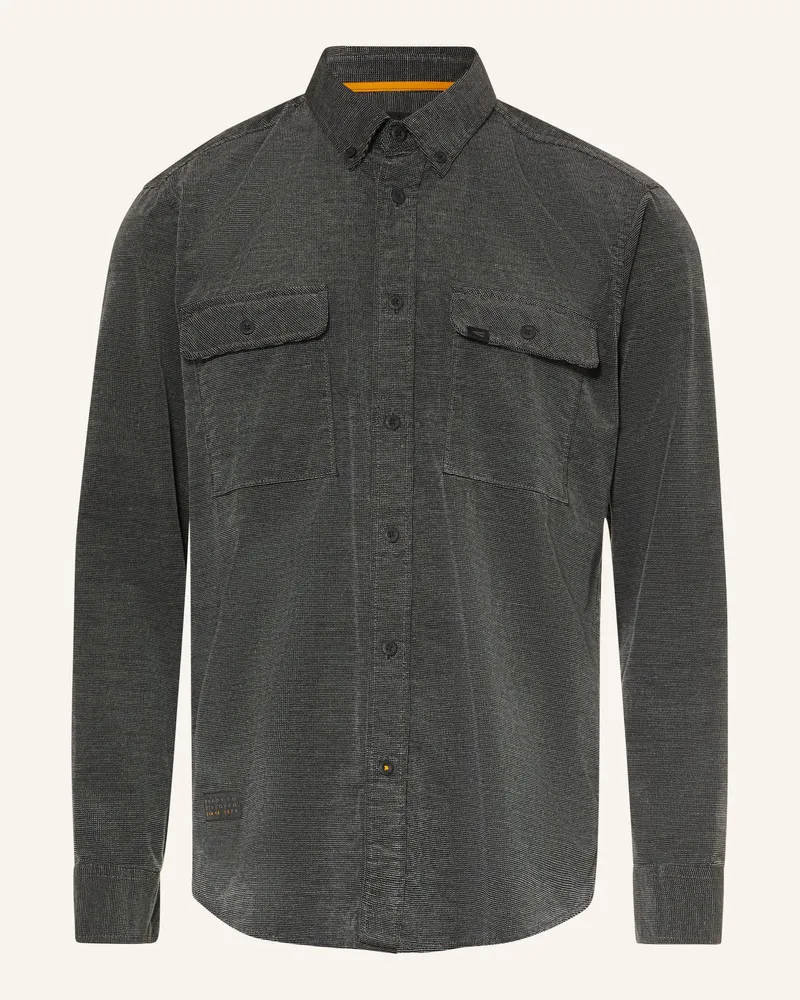 Camel Active Samt-Overshirt schwarz Dunkelgrau