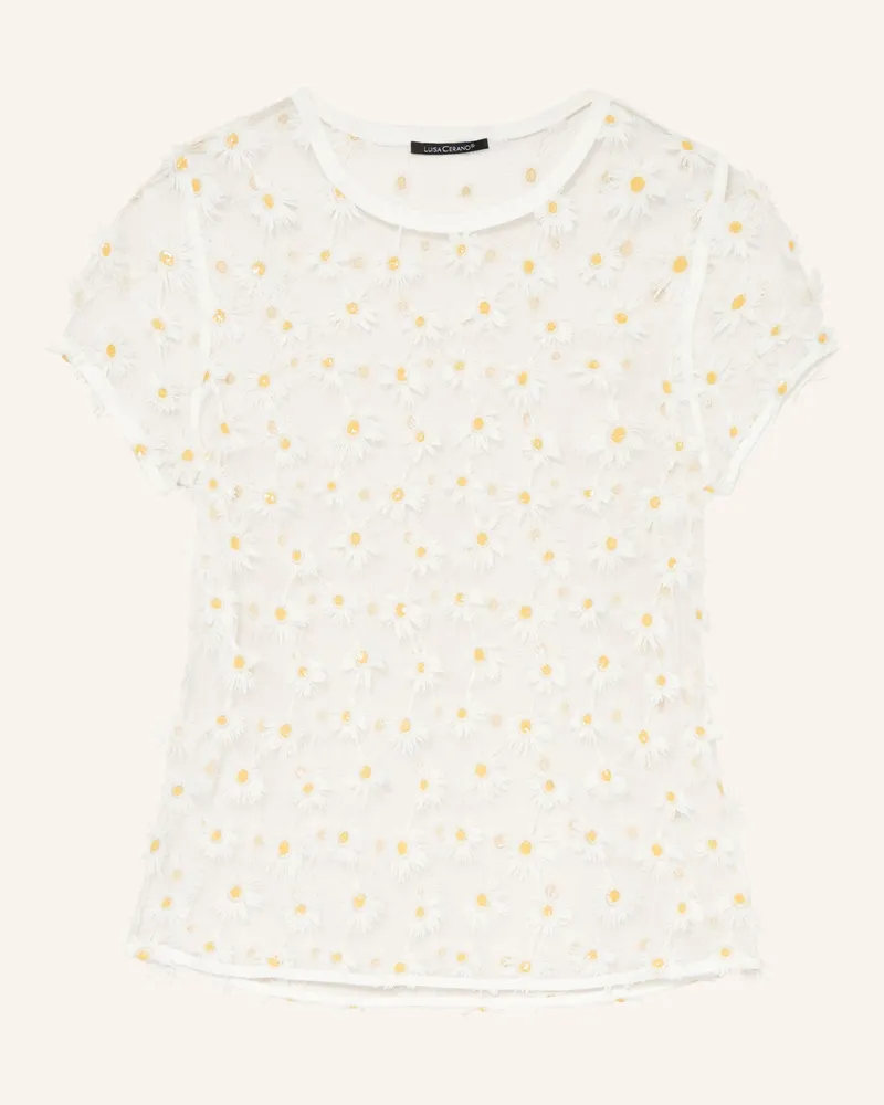 Luisa Cerano T-Shirt Aus Mesh Mit Pailletten weiss Weiss