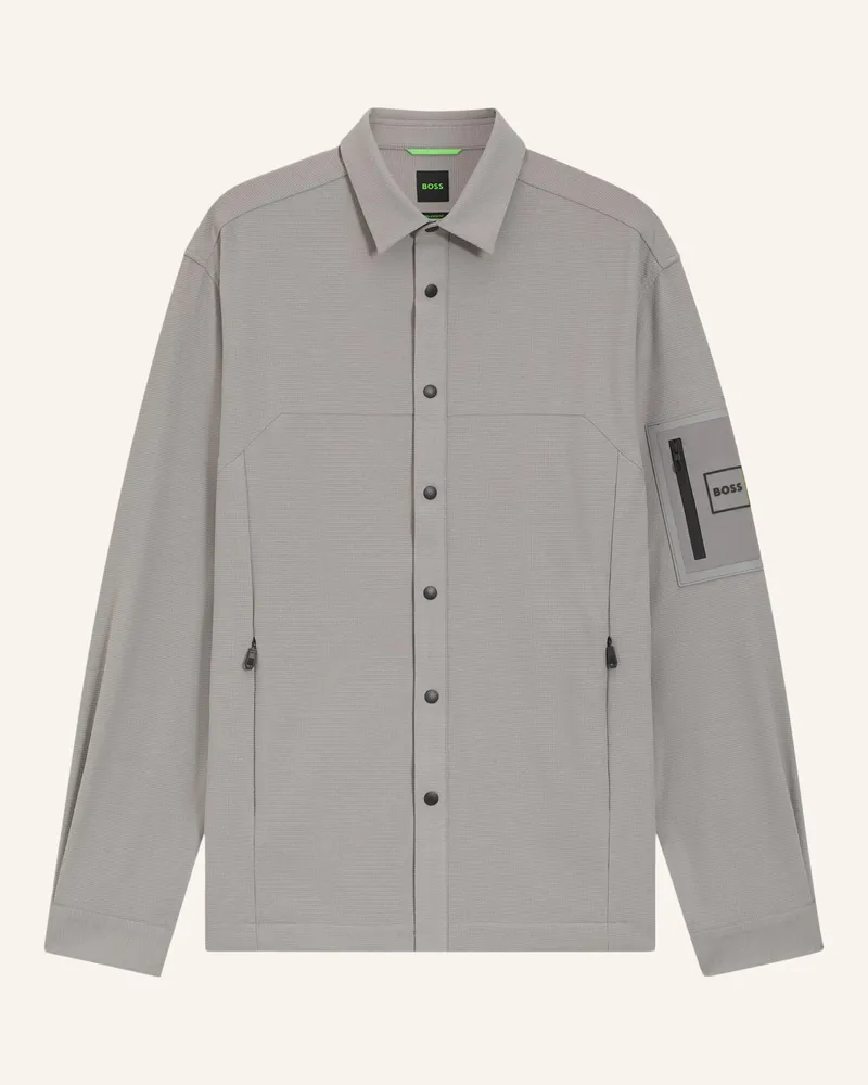 HUGO BOSS Casual Hemd ST_TOUR WAFFLE L Relaxed Fit Grau