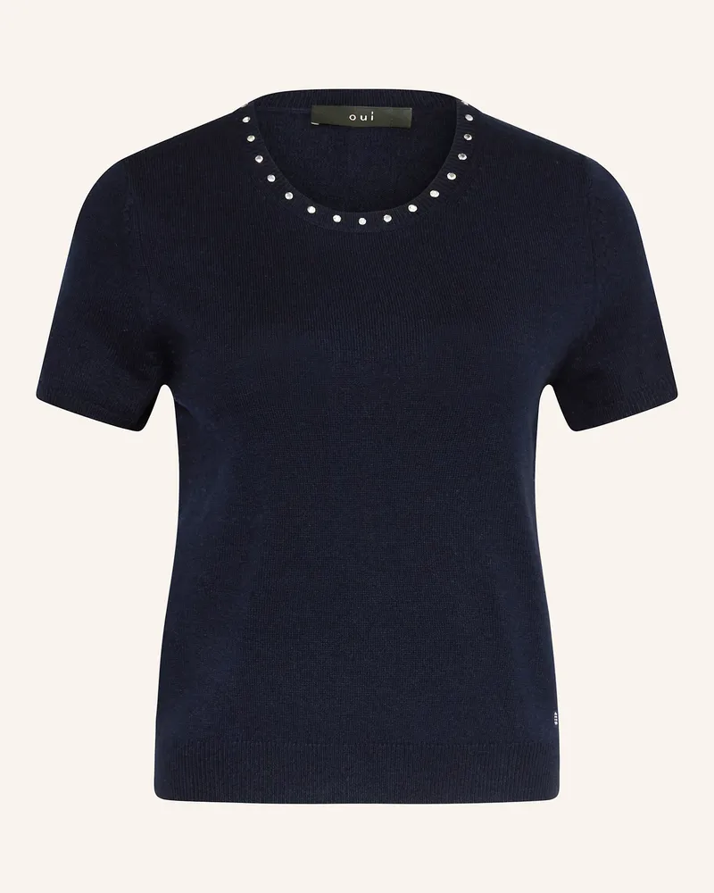 Oui  Strickshirt mit Nieten Dunkelblau