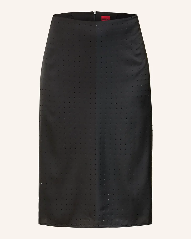 HUGO BOSS Satinrock RILUNI mit Schmucksteinen Schwarz