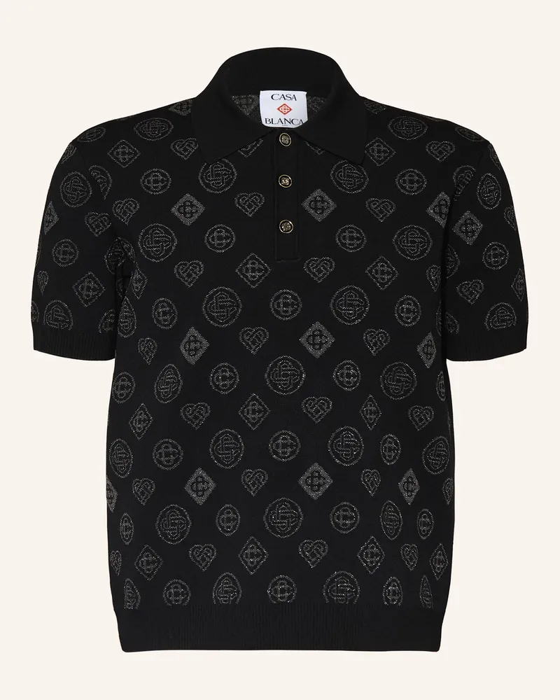 Casablanca Paris Strick-Poloshirt mit Glitzergarn Schwarz
