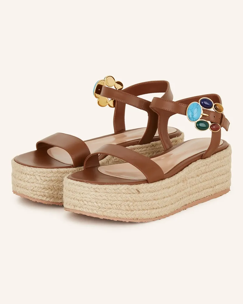 Gianvito Rossi Plateau-Sandalen mit Schmucksteinen Braun