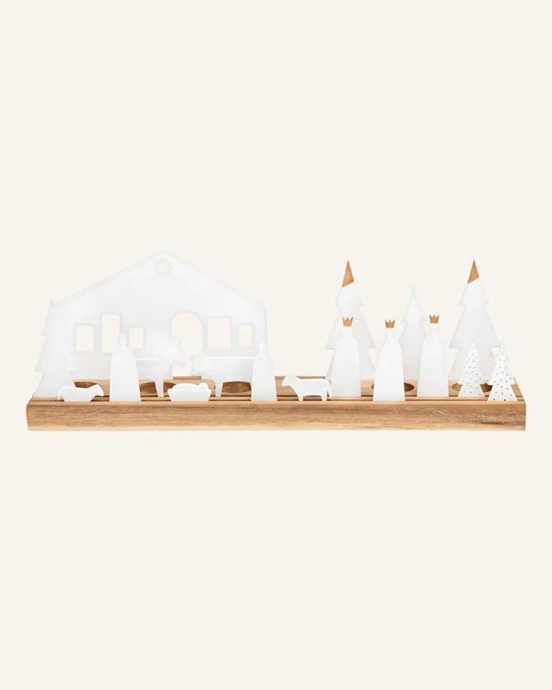 räder Dekofigur KRIPPE mit Teelichthaltern Braun